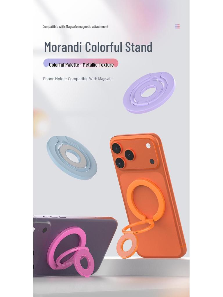MagSafe Magnetic Finger Ring Bracket: Double-Sided Metal Support, Universal Portable Phone Ring with 360° Rotation.