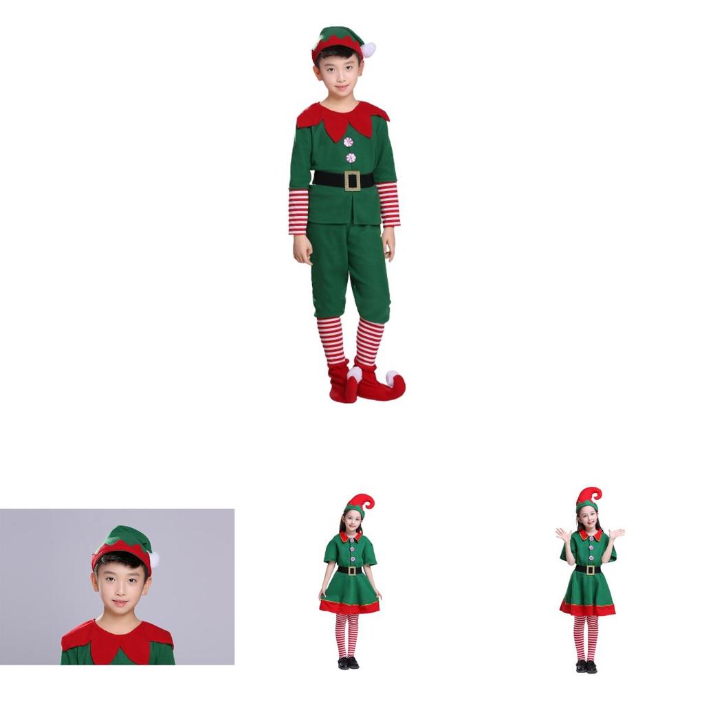 Premium Kids Christmas Elf Fancy Dress Set For Xmas Parties Cosplay Role Play
