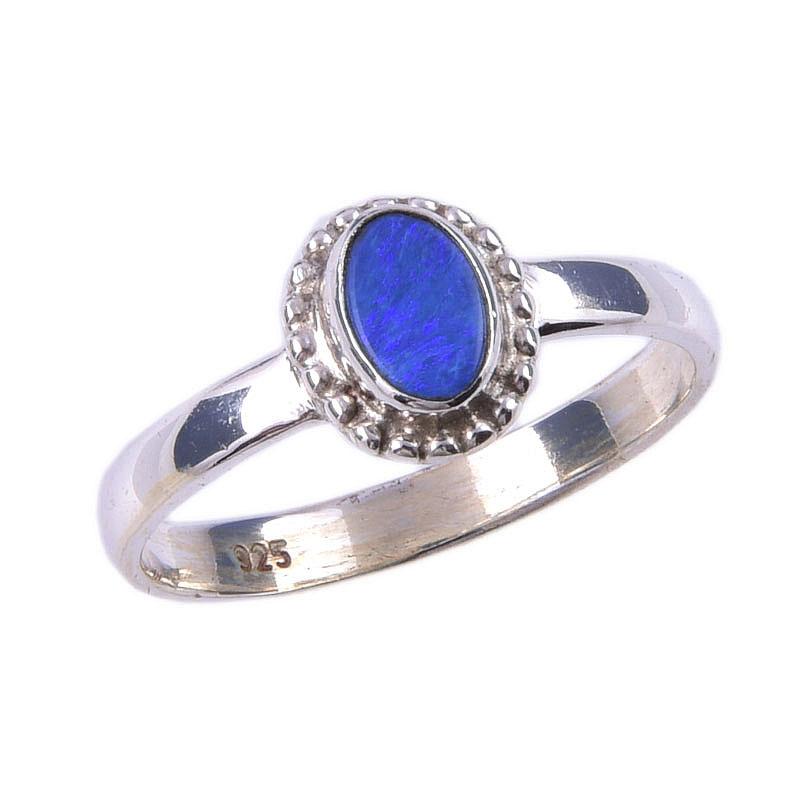 Natural Australian Opal Gemstone 925 Solid Sterling Silver Jewelry Ring S.7 C3s64