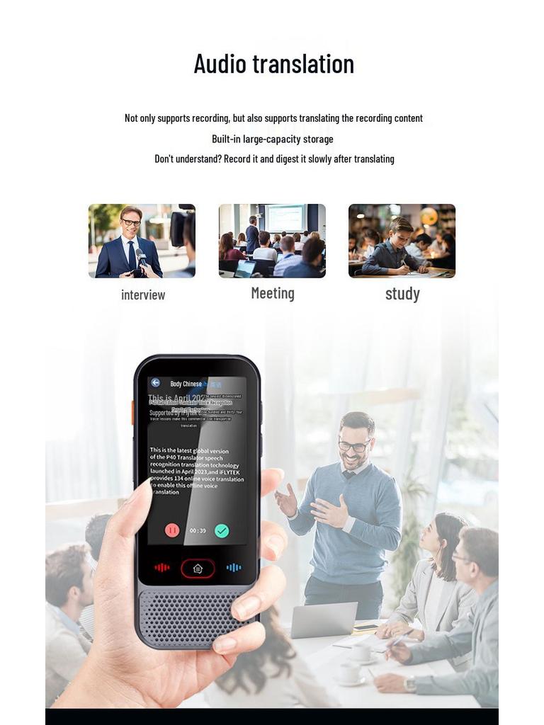 Multilingual Smart Voice Translator Pen with Vietnamese Offline Mode & MP3 Player