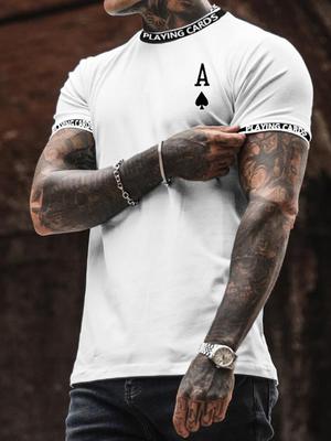 Fashionable Men's T-shirt Simple Black Heart A Pattern T-shirt Casual 3D Printing Personalized Round Neck Short Sleeved Top