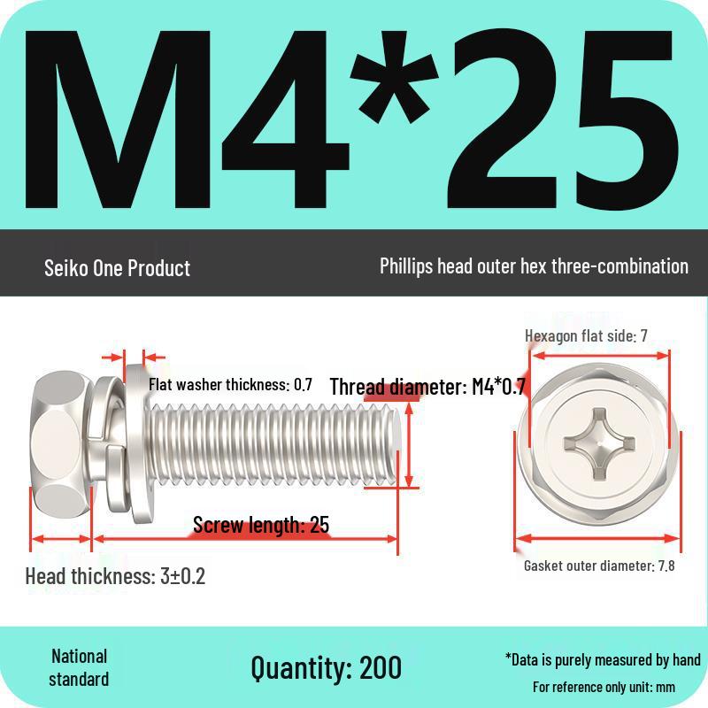 Hexagon Head Combination Screw Bolt Set with Washer and Spring Washer