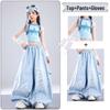Trendy Blue Jazz Dance Costumes for Girls - Fashionable Performance Outfits for Children's Fashion Shows
