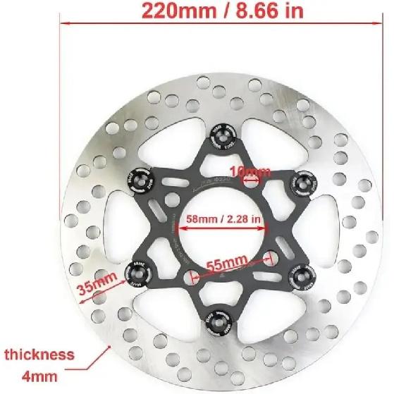 220mm U/min Motorrad Aluminiumlegierung Schwimmende Bremsscheibe 3/4 Loch 70/55mm Universell Vorne Hinten Rotor für Yamaha Roller Niu