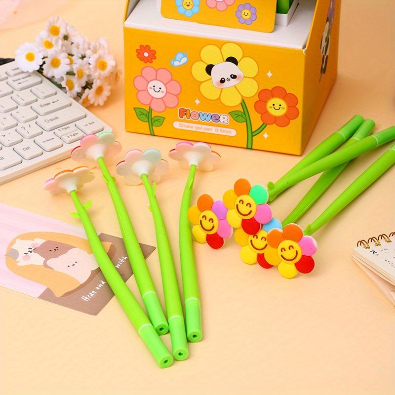 Back To School Season 48pcs 0.5mm Soft Glue Colored Flowers Shaking Neutral Pen Korean Version Fresh Gift Pen Cute Styling Pen Black Pen
