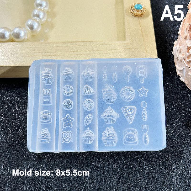 3D Silicone Nail Art Mold Cartoon Cute Dog Bear Cake Bread Relief Carving Diy Design Nail Parts Charm Decorations Manicure Tool