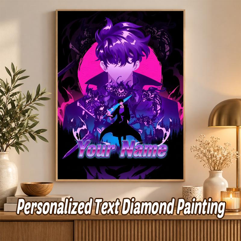 Solo Leveling Custom Name Text 5D Diamond Painting Kit DIY Full Drill Diamond Art Decoration