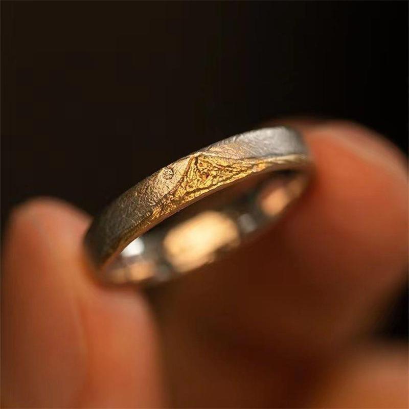Menn Ring 925 Sterling Sølv Smykker Justerbar Trendy Gold Mountain Design Ring Mann Pekefinger Tilbehør