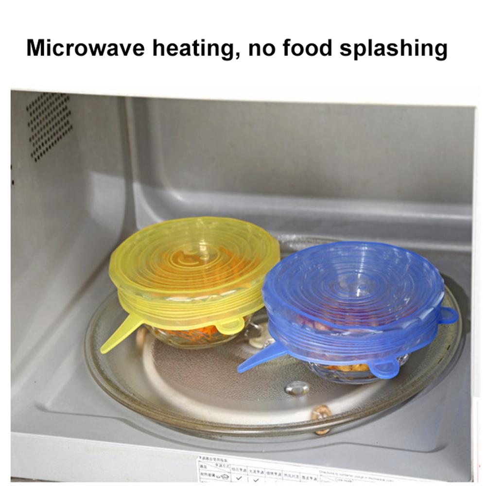 6-Pack Various Sizes Silicone Stretch Lids Retain Freshness Reusable Cover for Bowl