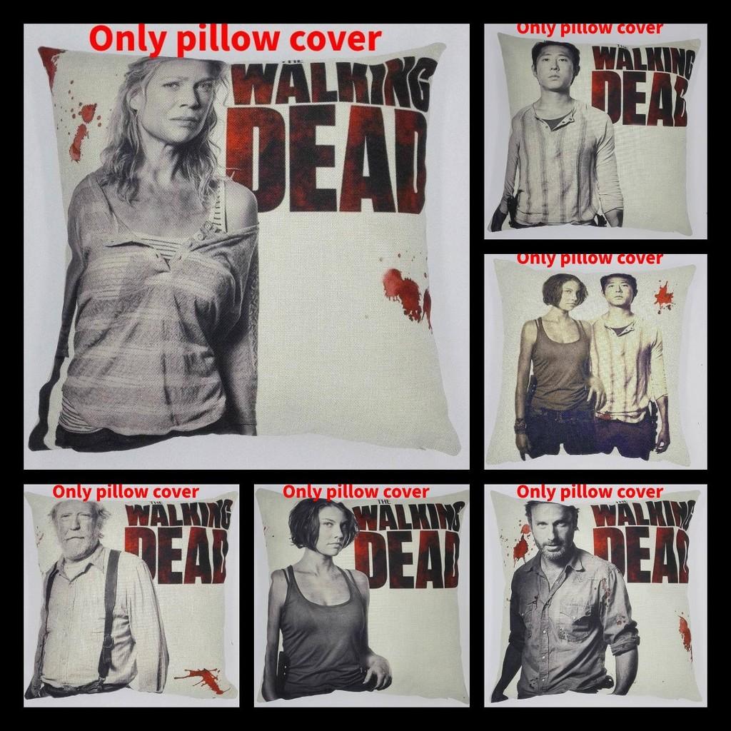 Premium Grey Linen Walking Dead Sofa Pillow Case For Fans Of Zombie Series 45x45cm