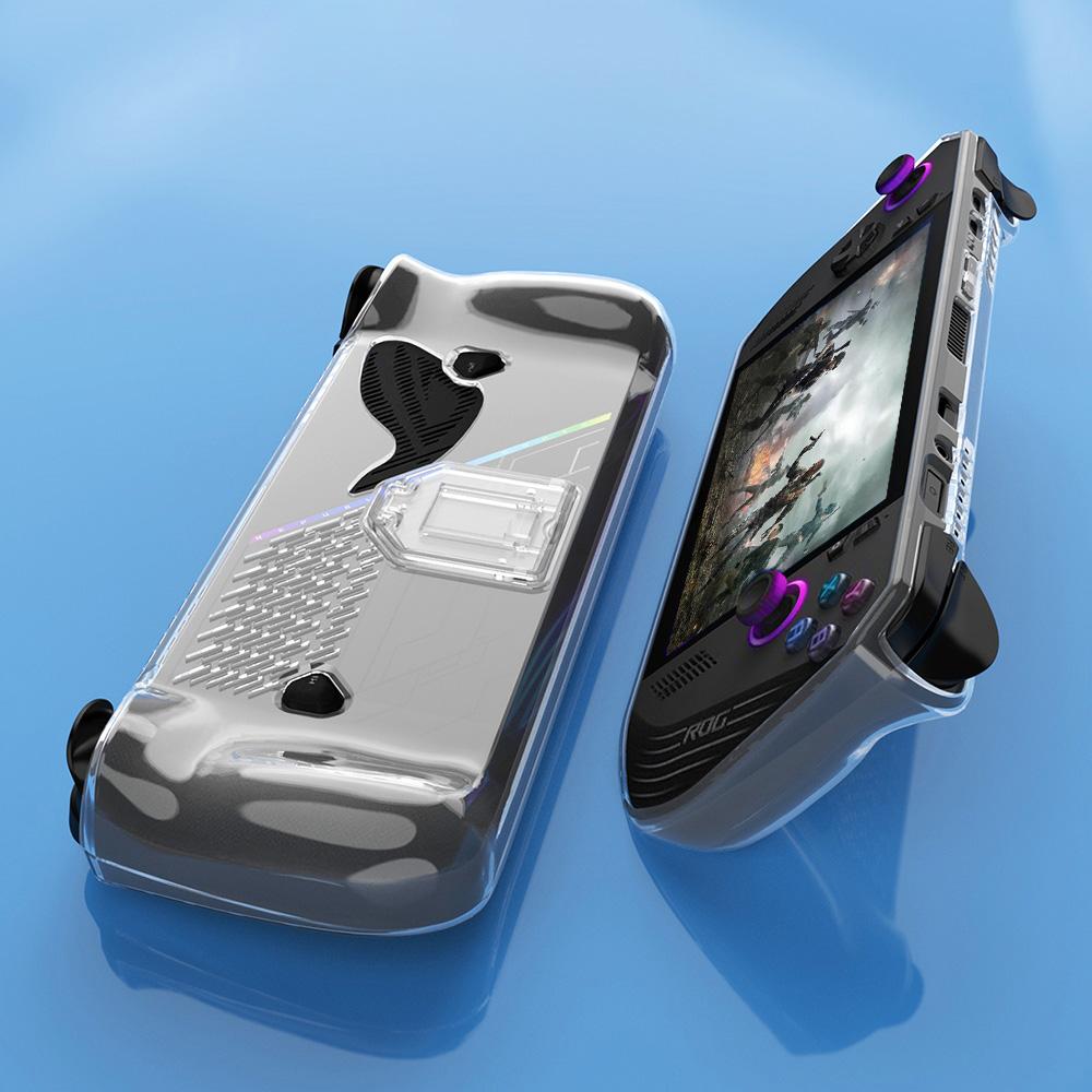 For Asus ROG Ally X TPU Case Gamings Handheld Clear Protective Cover with Foldable Stand