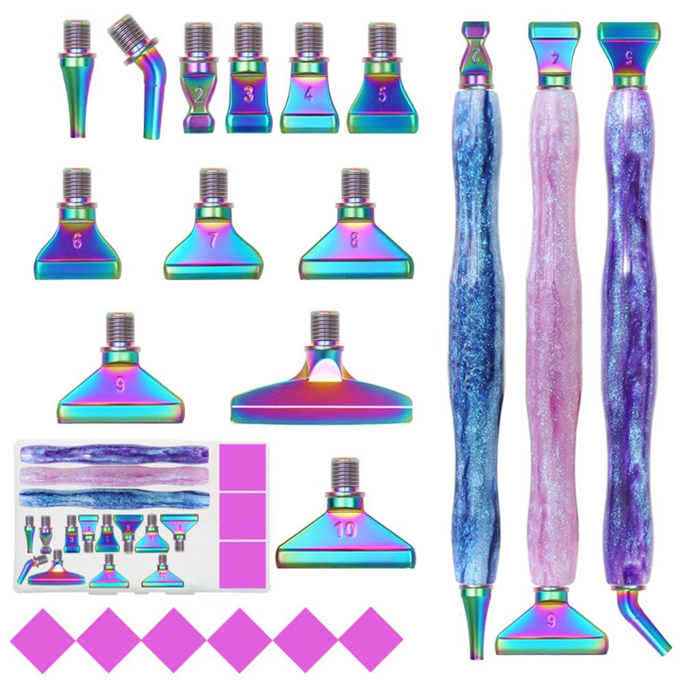 Caneta de Pintura com Diamantes de Resina 5D Fio Cabeças de Caneta de Metal de Reposição Canetas de Broca de Ponta Com Argila Adesiva Artesanato de Arte DIY Pintura com Diamantes