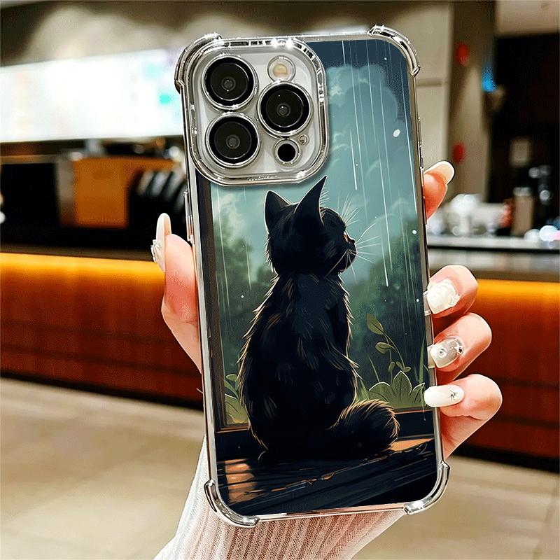 

Чехол для телефона Healing Sense Cat Rain Plating для iPhone 16 17 Pro Max Air 16E 14 15 Plus 12 13 Mini, противоударный, с покрытием Airbag iPhone 13 Pro