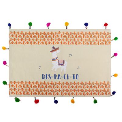 [Q4782] - Bavlněné prostírání 'Lama Mania' oranžovo-béžové (Despacito) - 33x48 cm
