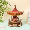 Colorful 3D Wooden Music Box Carousel Puzzle for Children