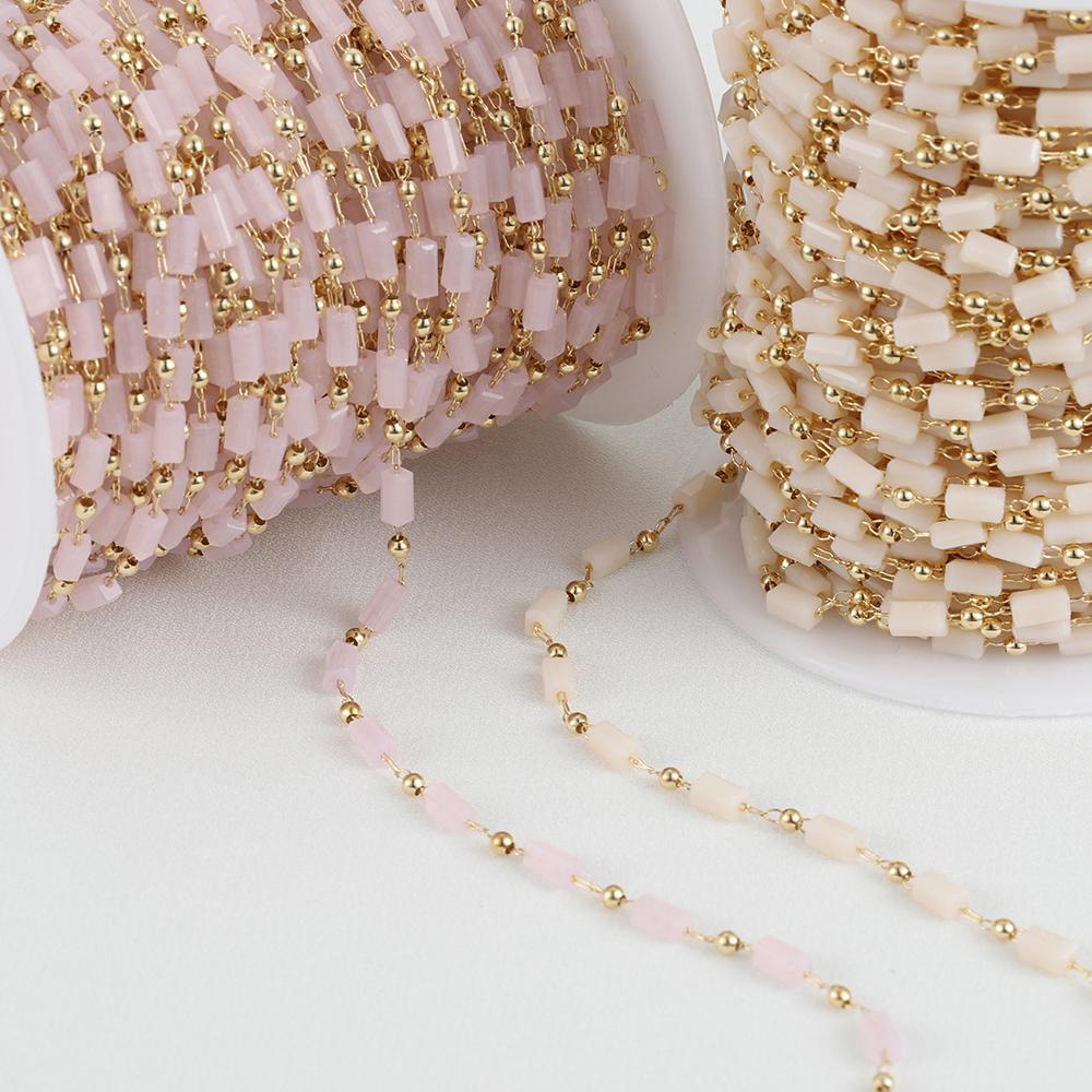 1Meter KC Gold Cuboid Cube Beads Chains Bohemian Necklace Chain for Choker Bracelets Handmade Jewelry Making DIY Accessories