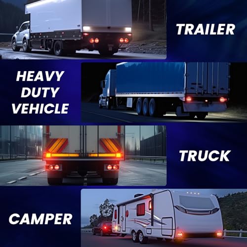 Round LED Trailer Tail Lights Turn Signal Stop Brake Tail Light for Truck Trailer RV Pickup Caravan 12V 24V Waterproof