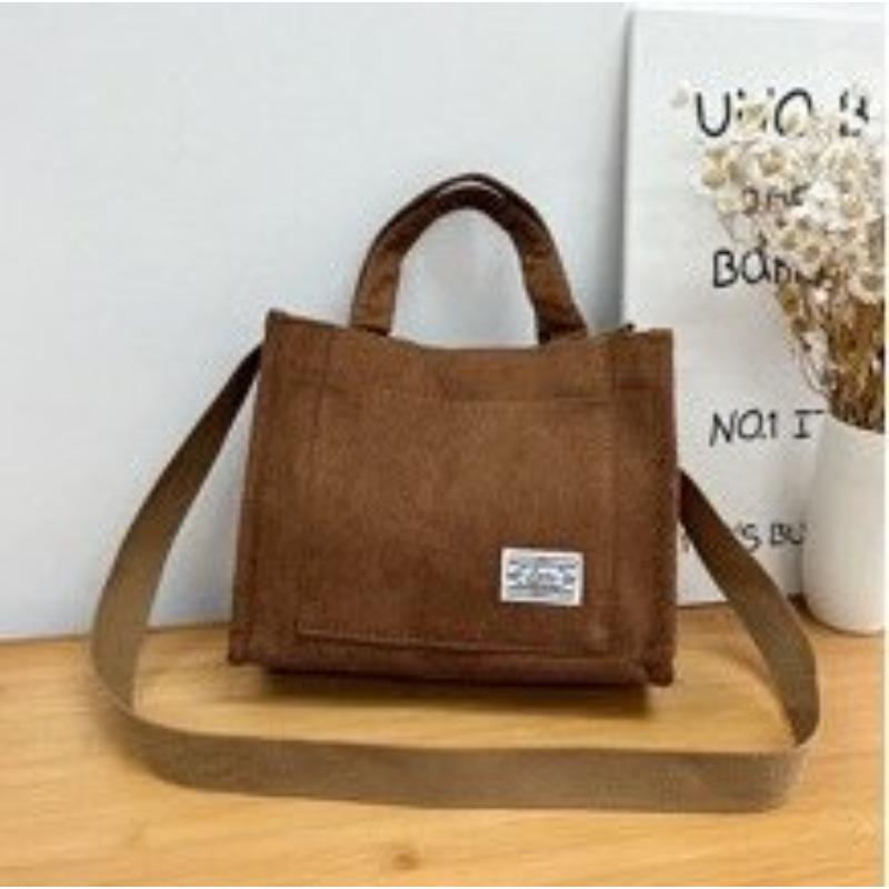 2026 New Corduroy Canvas Bag Women's Shoulder Crossbody Handbag Small Square Bag