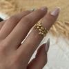 Stainless Steel Irregular Geometric Ring for Women Vintage Gold Color Sun Leaf Joint Finger Ring Party Versatile Jewerly Gifts