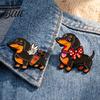 Textured Brooch Decorative Enamel Dachshund Design Zinc Alloy Lapel Pin