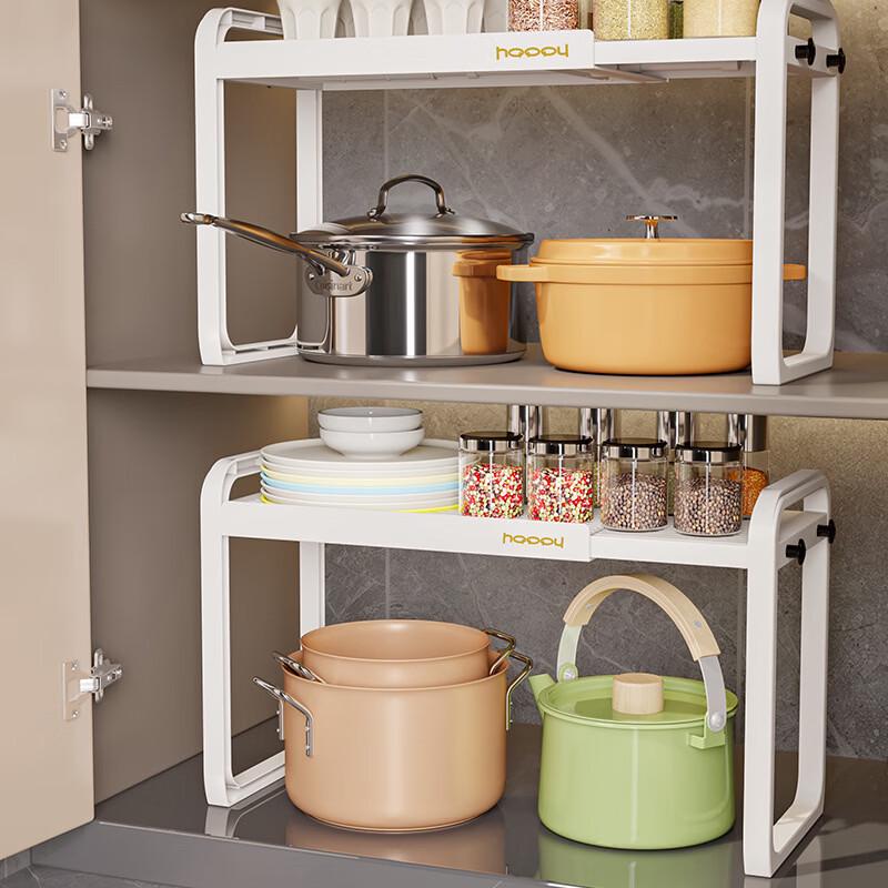 Ruhan Retractable Double-Layer Kitchen Storage Rack