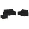 3 Piece Sofa Set with Cushions Black Fabric