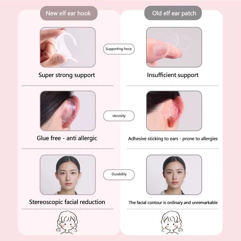 2 Box/4Stk Elfenohrhaken V-Gesicht Tragbarer Ohrständer Wiederverwendbar Starker Halt Fixiert Unsichtbare Ohrringe Vorstehend Prominent Korrektur