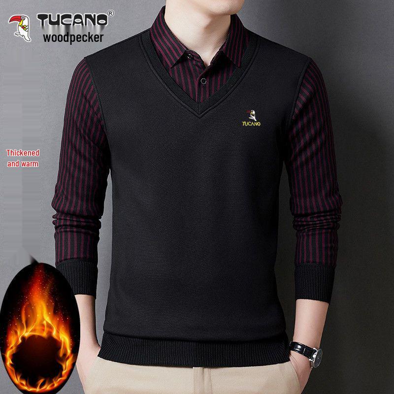 Woodpecker Men s Fleece-Lined Two-Piece Winter Sweater with Business Collar 180/96A 73-77kg