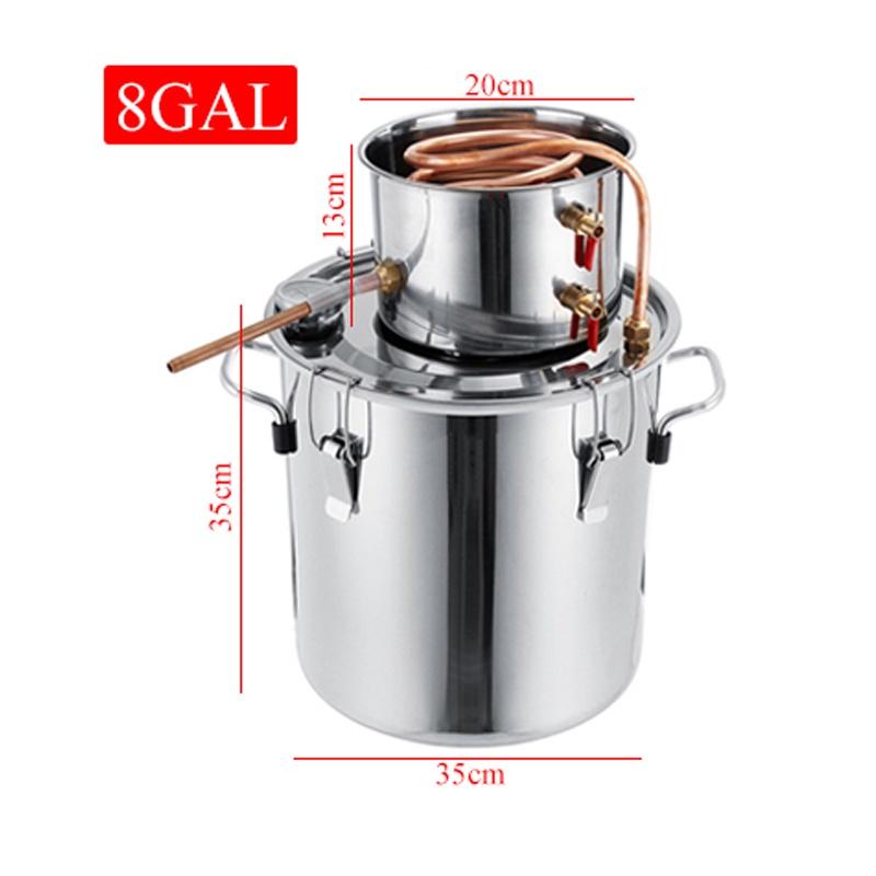 2/3/5/8 Galões Aço Inoxidável Destilador Eficiente Moonshine Álcool Destilador DIY Casa Água Vinho Óleo Essencial Kit de Fermentação Conjunto