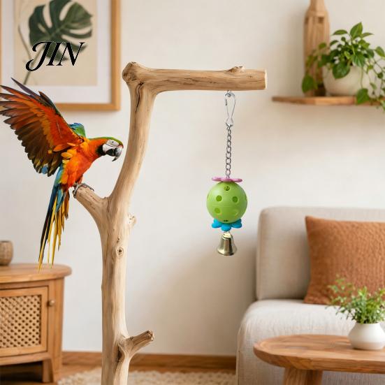 Bird Pecking Toy Parrot Foraging Ball Toy, Plastic Hollow with Bell, Play Cage Enrichment for Lovebird Budgie Cockatiel Conure