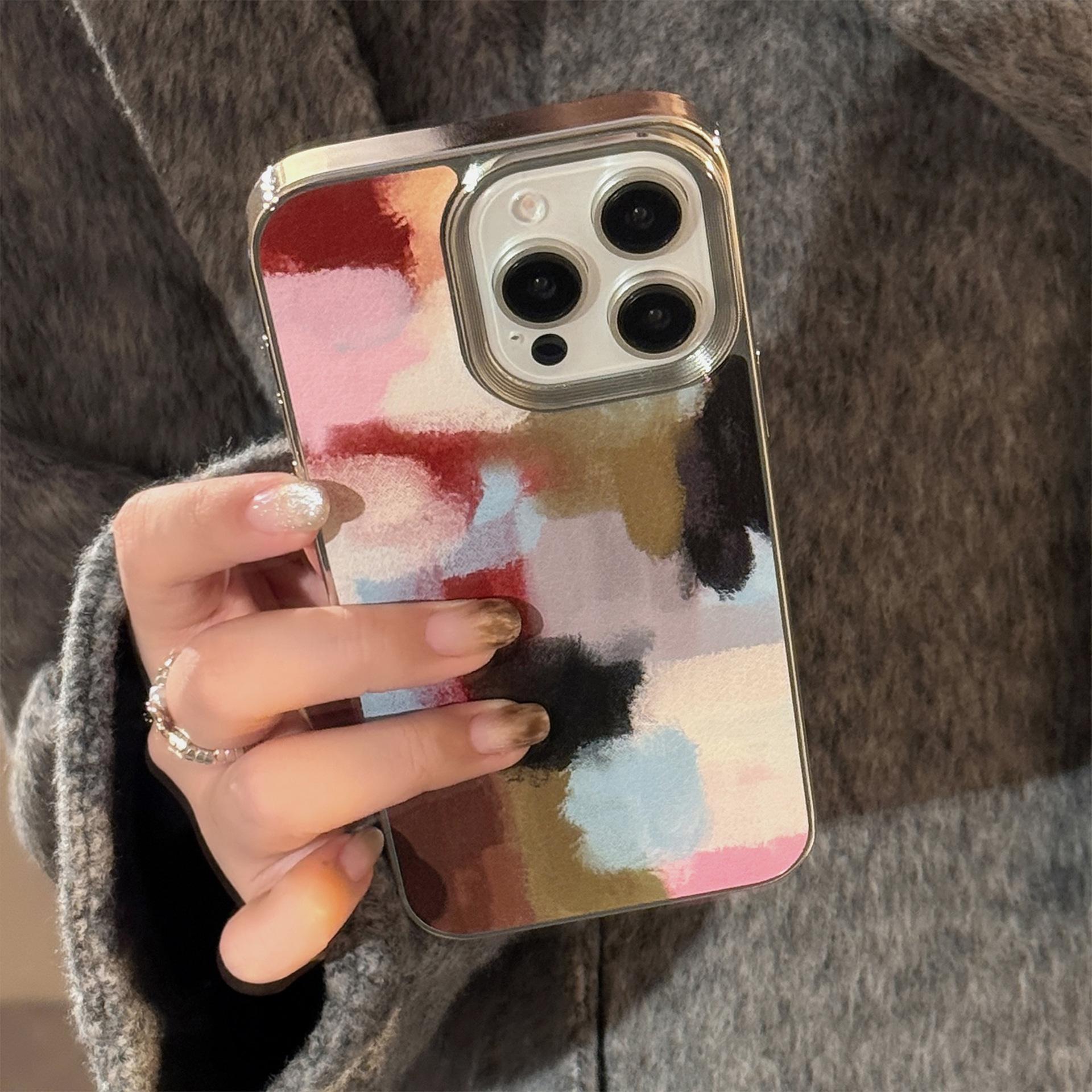 

Арт Контрастная Цветовая Склейка Чехол для Мобильного Телефона Apple 16 14promax Кожаный 15 Подходит для IPhone 13 Гальванопокрытие 11 Продвинутый 12pro(6.1)