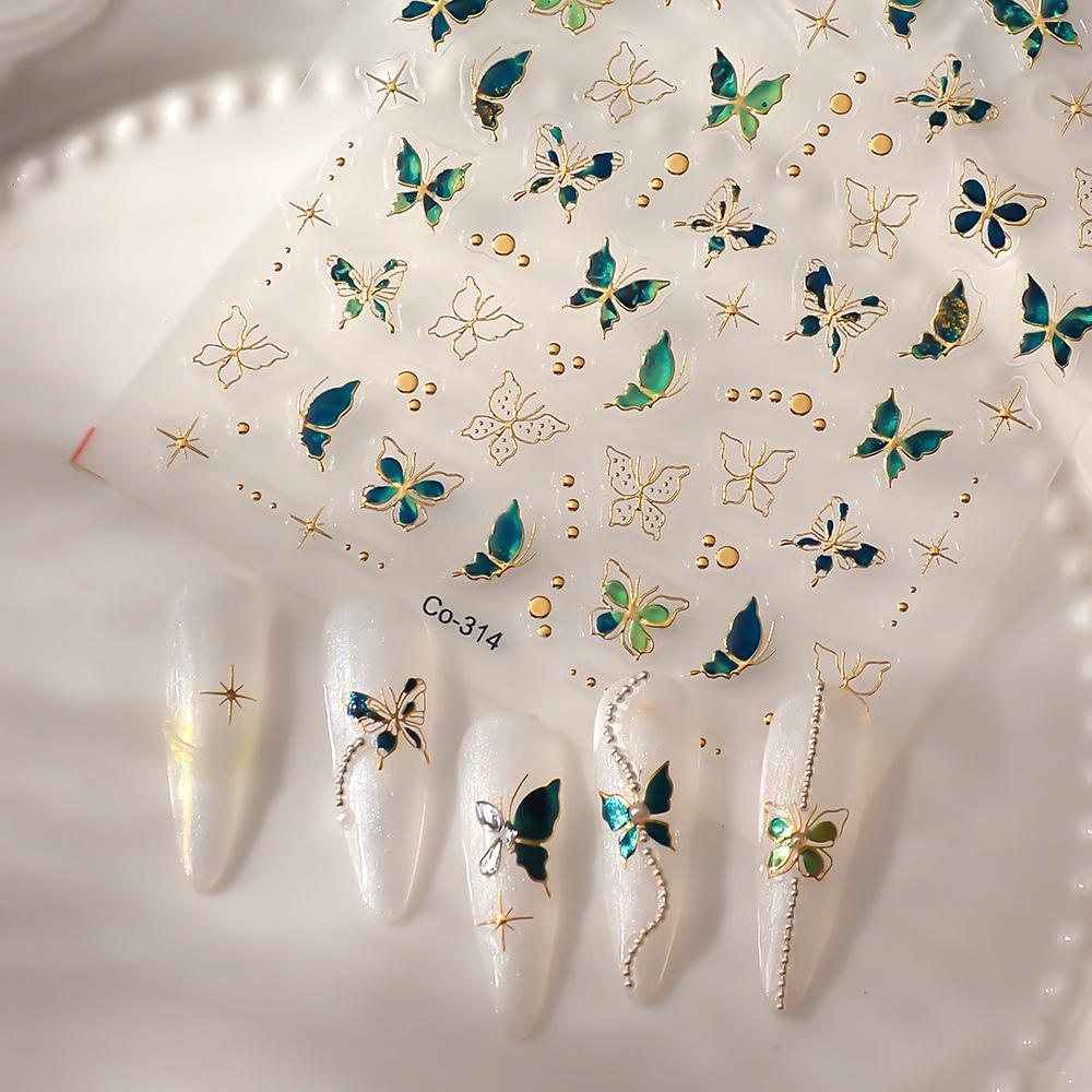 3D Dazzling Butterfly Nail Art Stickers - Self-Adhesive Hot Stamping Ornaments
