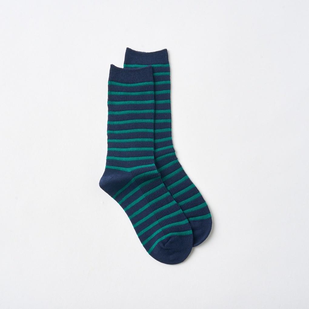 It's Socks Slim Striped Socks Navy Green_FS0825015