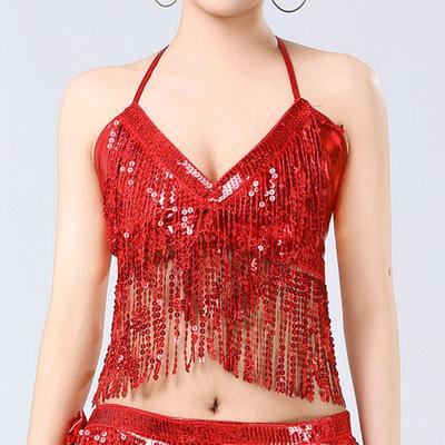 Femei Topuri cu Paiete Sclipitoare Costum cu Franjuri pentru Dansul Din Buric Factor Sclipici Petrecere Topuri Sclipitoare Ținută de Festival Ținută de Carnaval