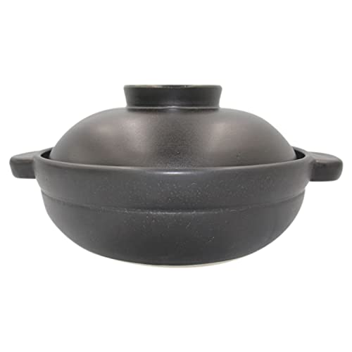 Kamoshika Douguten Ware Pot, Regular Size, Serves 2-3, Heat Resistant, Can be Used on Direct Heat, Gas, Oven, and Microwave, Made in Japan, Black, OR-
