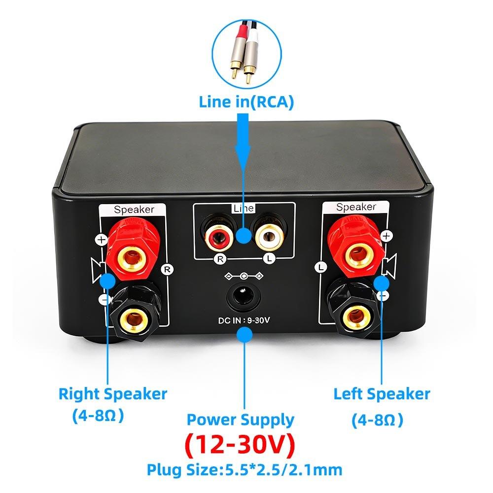 Bluetooth 5.3 TPA3221 Class D Power Mini Amplifier 2.0 Digital Amplifier 100Wx2 200W Home Audio System with PC USB