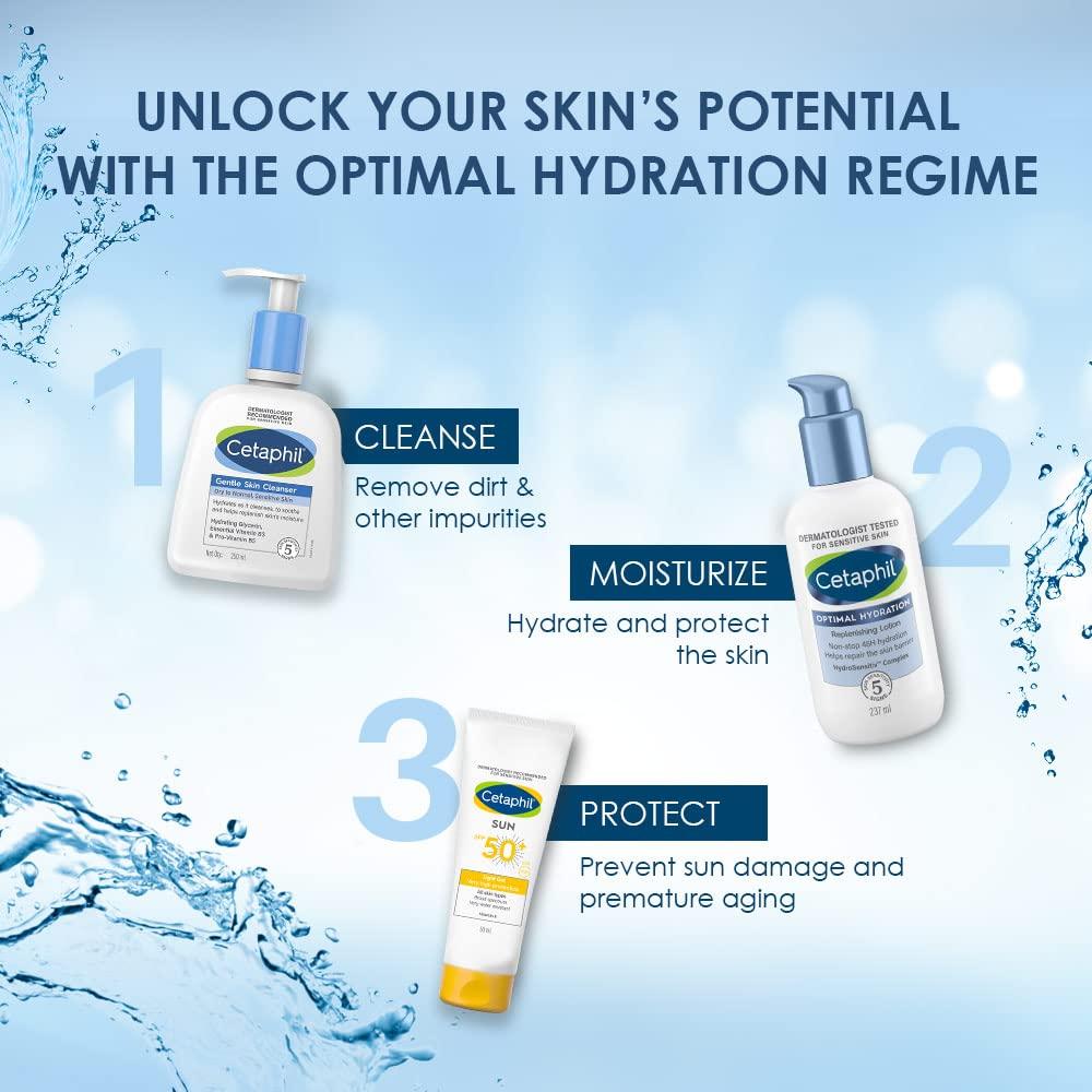 Cetaphil Optimal Hydration Replenishing Body Lotion 237ml Lightweight Moisturizer Non-Greasy for Sensitive Skin