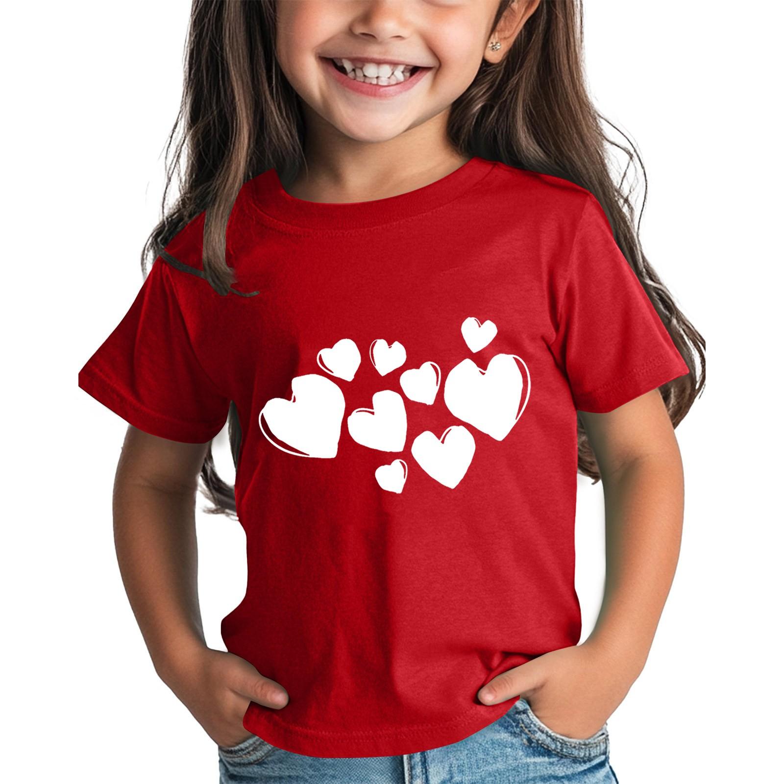 Toddler Girl Boy Valentines Day Shirt Cute Love Heart T-Shirts Kids Valentine s Day Shirts 120