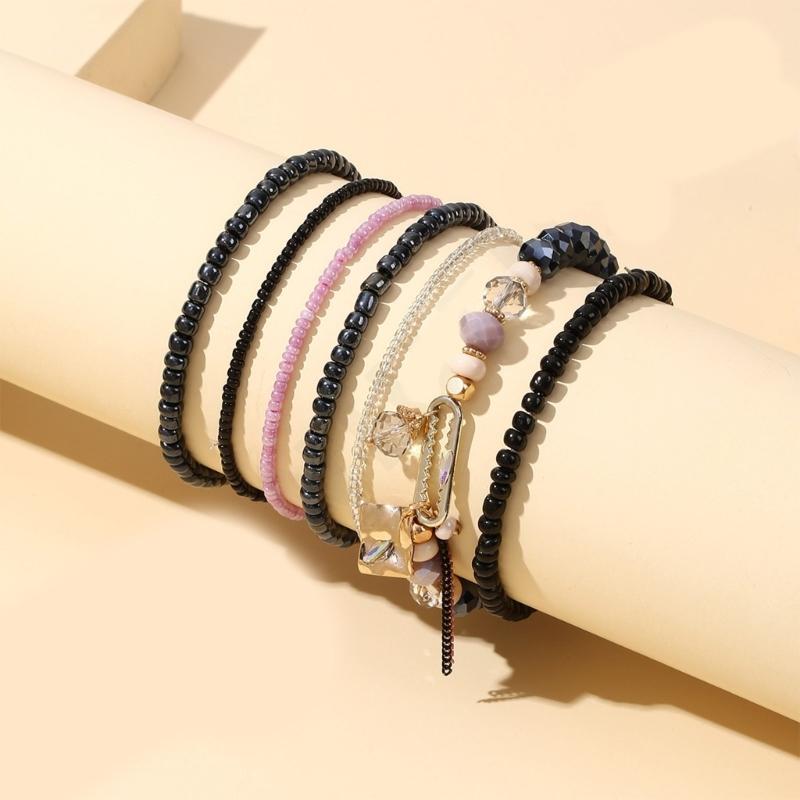 Stylish Glass Multi-Layer Bracelet Stacking Statement Bracelets Fashionable and Comfortable Jewelry for Women and Girls
