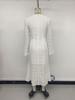 European & American 2025 Spring/Autumn Elegant Fishtail Skirt Long Sleeve Lace White Dress