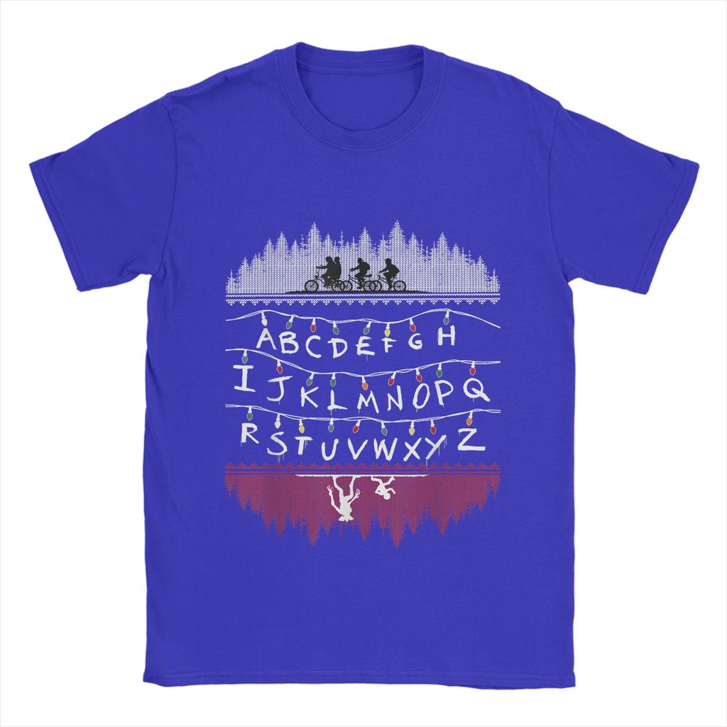 Stranger Alphabet Lights Cotton T Shirt For Men Summer Vintage T Shirts O Neck Hippie Tees Big Size Cheap Tops