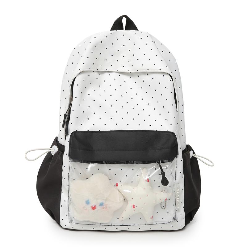 Contrast Dot Printed Student Schoolbag Large Capacity Backpack
