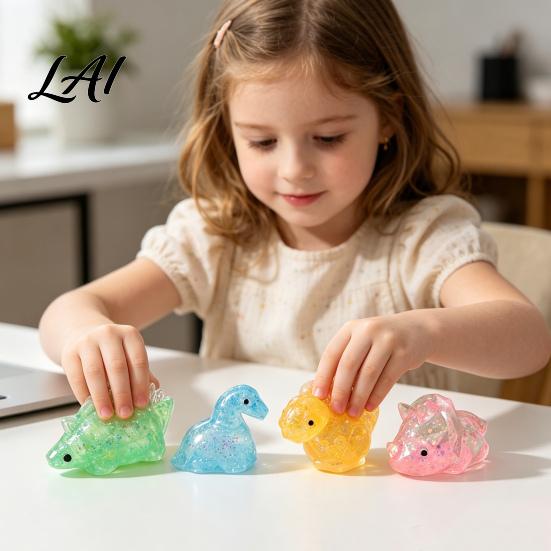 Wachsige Textur Stressball Dinosaurierform Knetspielzeug Glitzer Weich zum Zusammendrücken zur Linderung Klar Langsamer Rückprall Taktiles Fidget Spielzeug für Kinder und Erwachsene Diamantgeschliffen