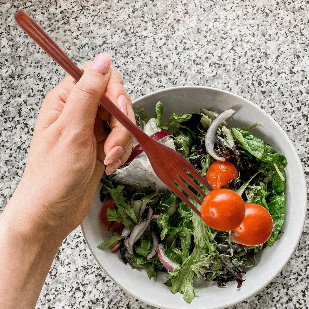Smooth Wooden Kitchen Utensil Handle Mixing Fork for Cooking, Serving and Salad Preparation - Everyday Use