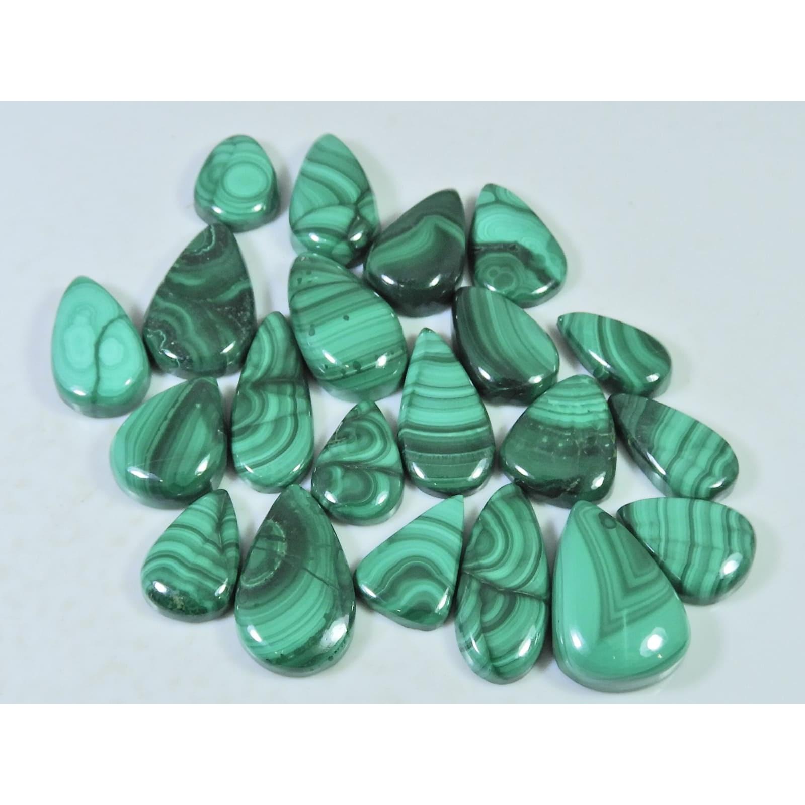 

21 шт. Натуральный зеленый малахит грушевидный кабошон свободный драгоценный камень 253 карата. Лот C-478