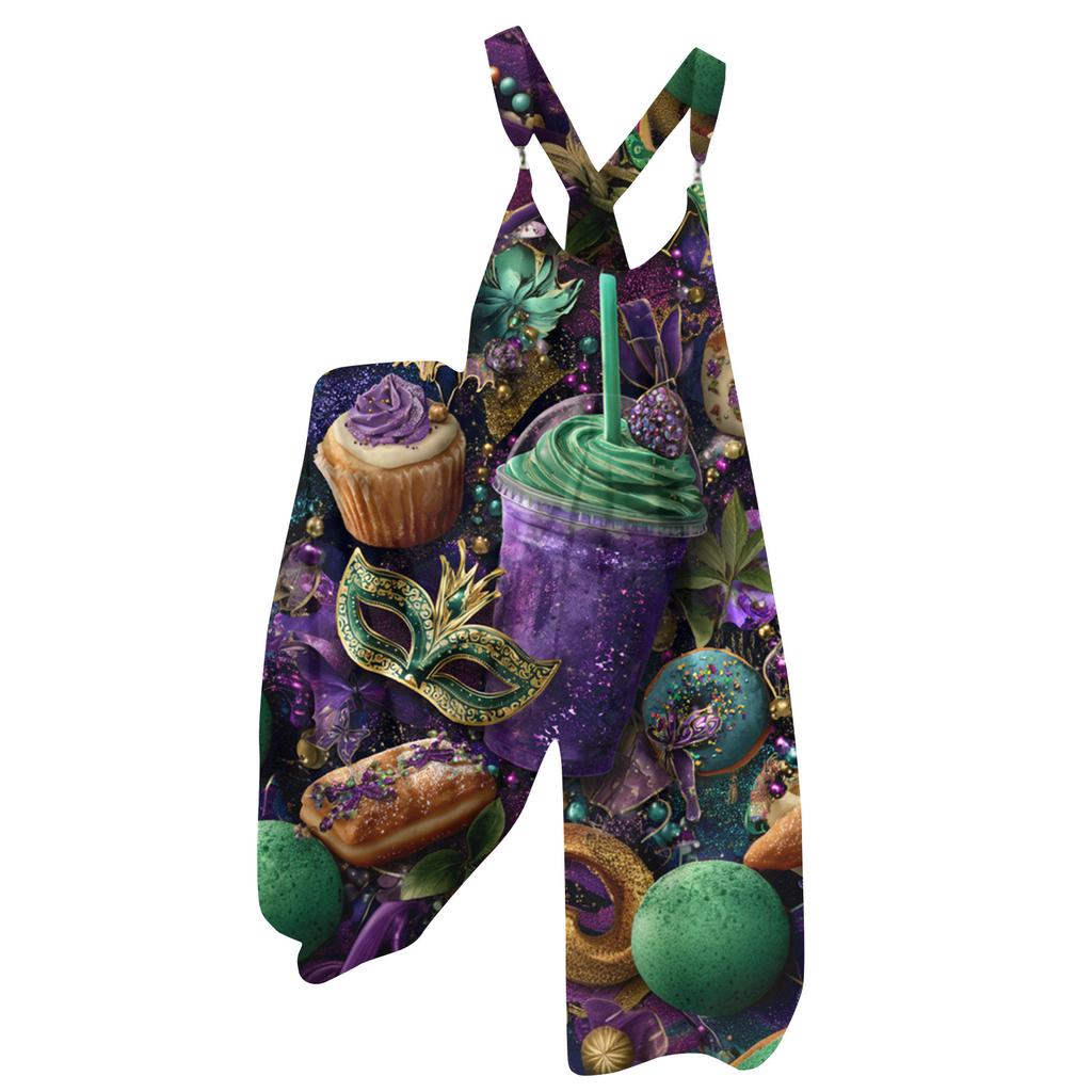 Damskie Ogrodniczki Wzór Vintage Kombinezon (Nieregulowane paski)