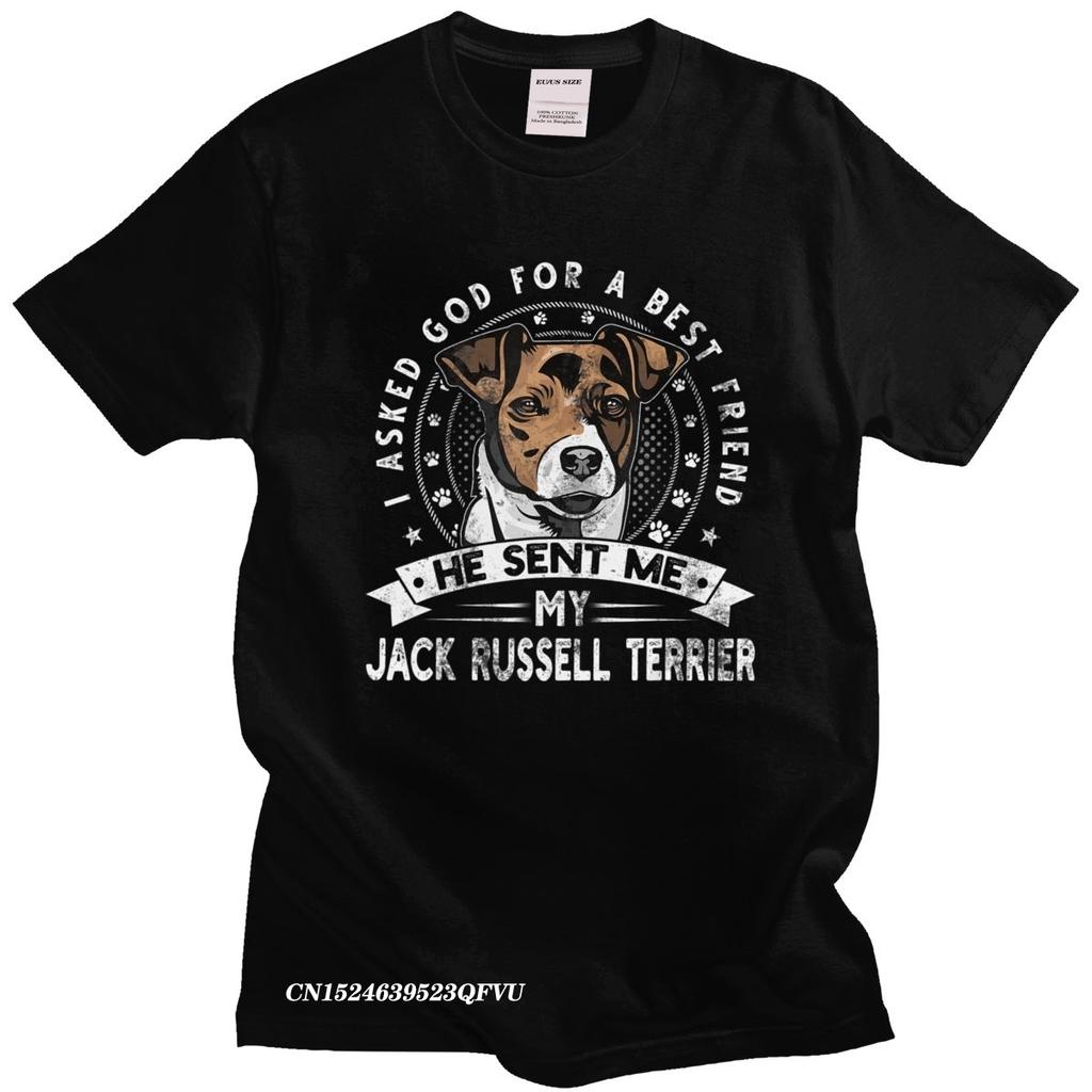 Grunge Style Jack Russell Terrier Men Camisas Men Casual Dog Friend Tshirt Distressed Print Premium Cotton Tee Camisas