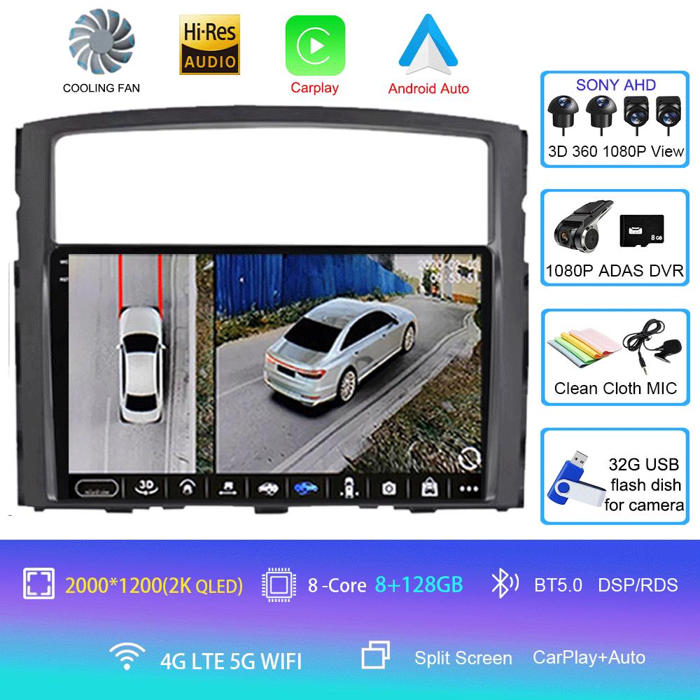 For Mitsubishi Pajero 4 V80 V90 2006-2014 8 Core 5G Car Radio Multimedia Video Player Android 14 2 Din Carplay Gsp QLED DSP