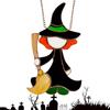 Witch Stained Glass Halloween Witch Decor Riding Moon 2D Witch On Moon Decor Acrylic Home Witch Gothic Decor For Bedroom Kitchen