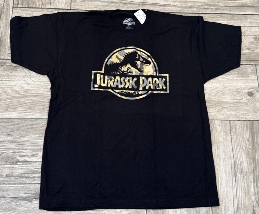 2018 Jurassic Park Camo Logo Dinosaur T-Rex Officially Licensed T-Shirt Size XL S